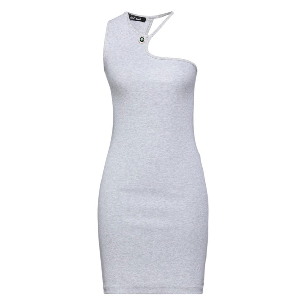 Nwot Odi Et Amo One-Shoulder Gray Bodycon Dress Emerald Gem